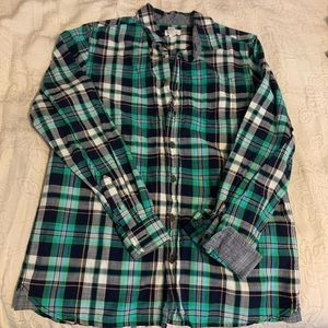 Cat & Jack Plaid Green Button Up